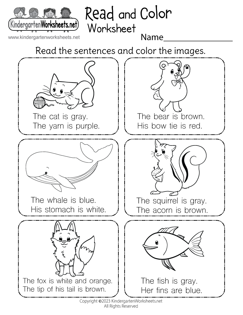 reading for kindergarten worksheets
