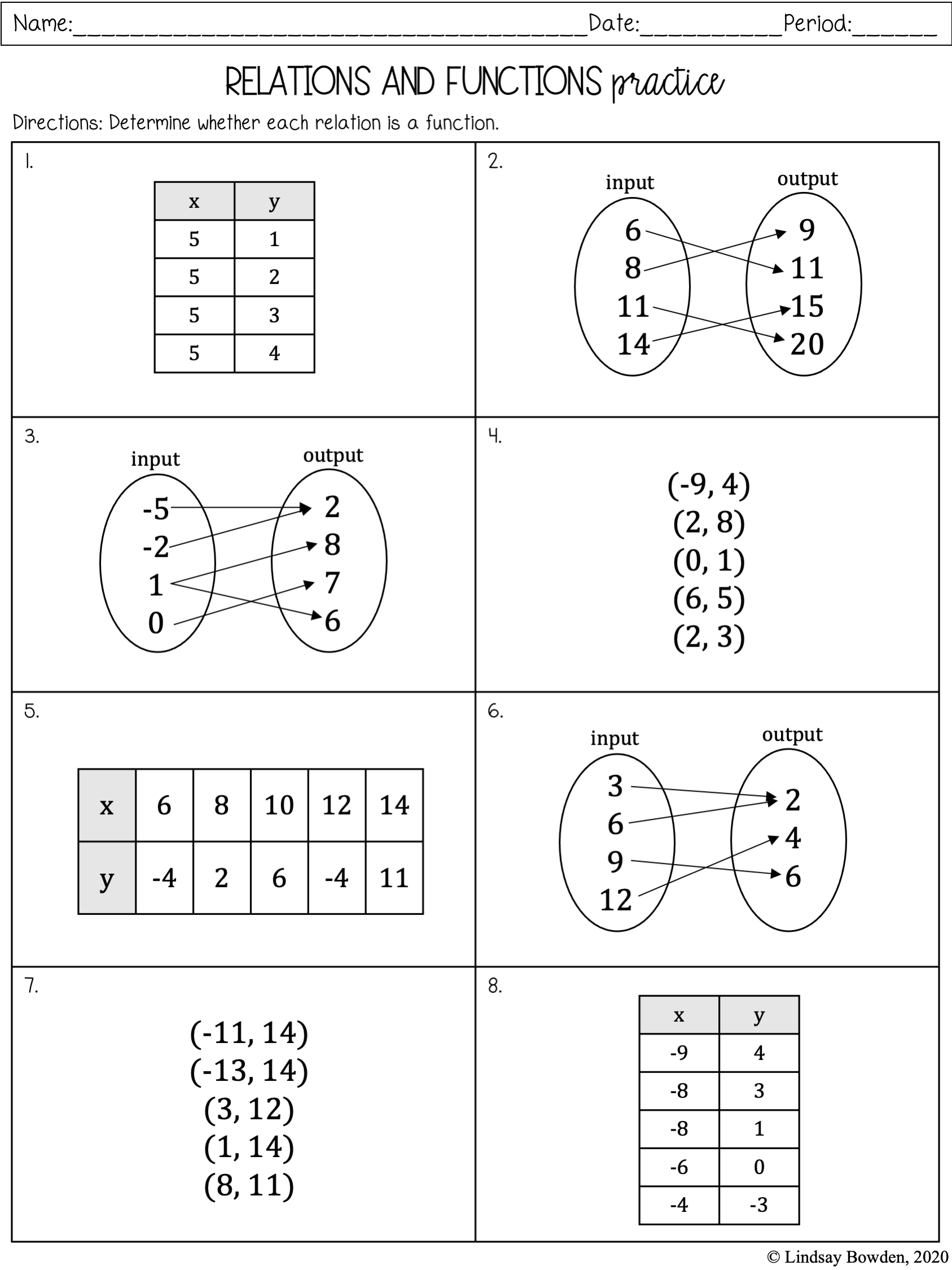 Relations And Functions Notes And Worksheets Lindsay Bowden Worksheets Library