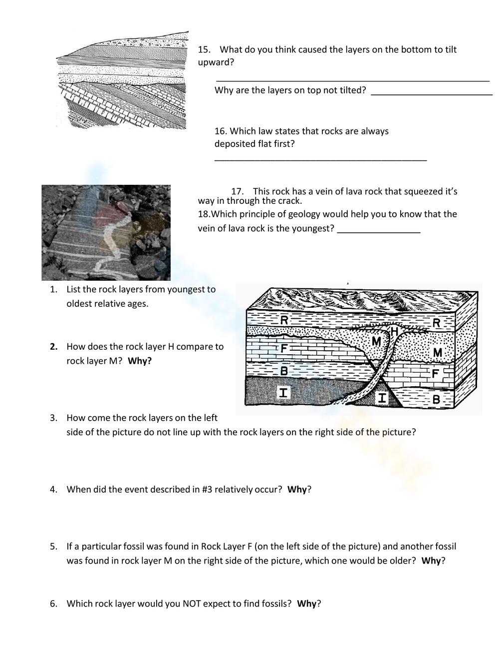 Relative Dating Age Of Rocks Worksheet
