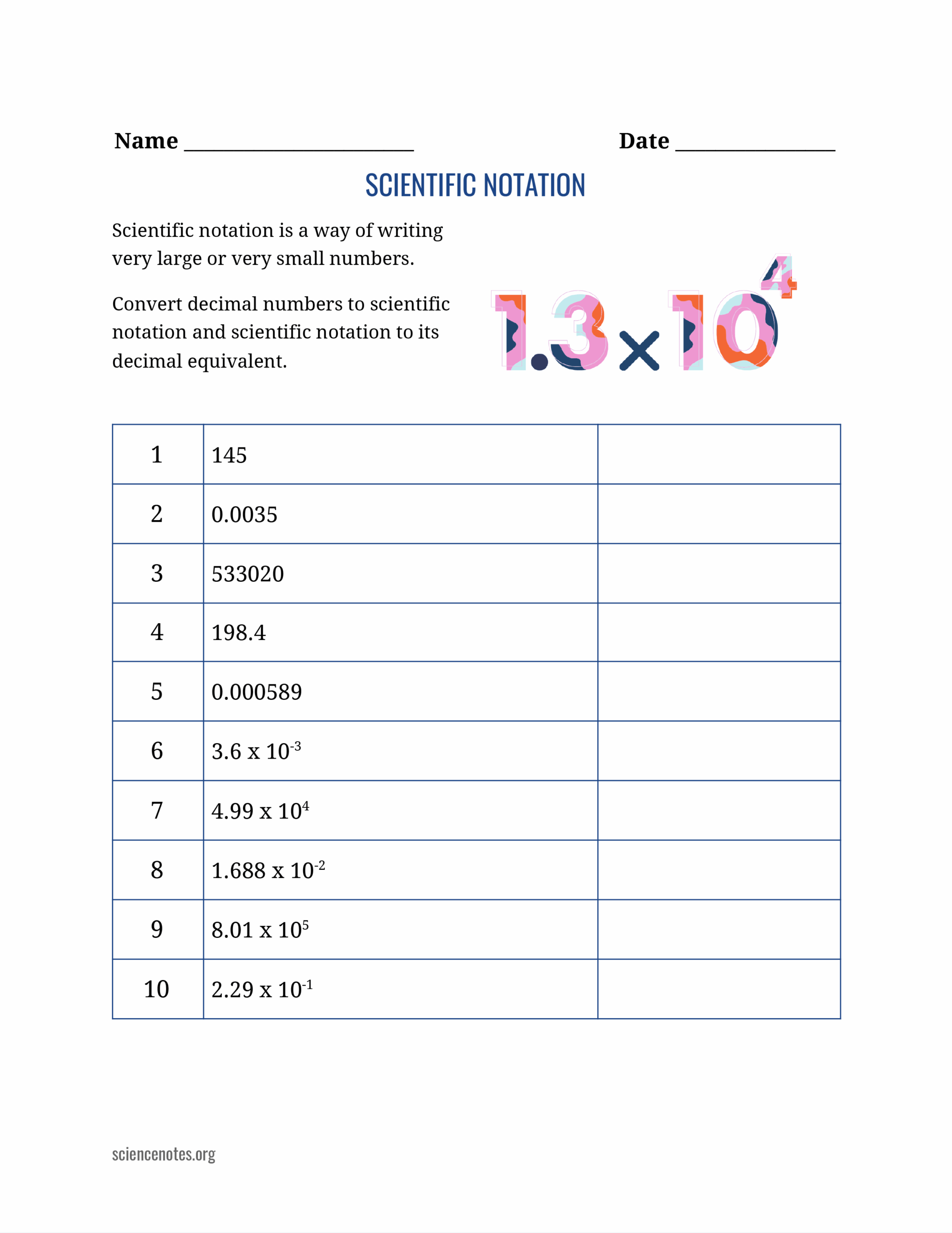 Scientific Notation Working With Exponents