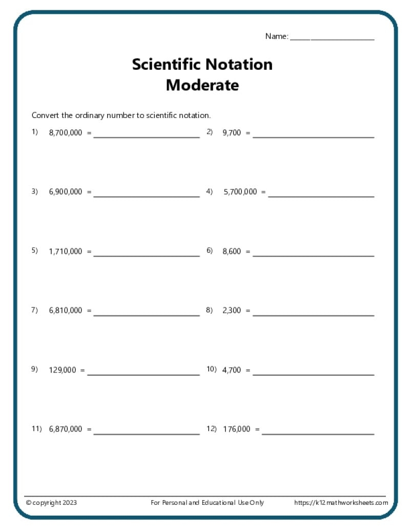 scientific notation practice worksheet
