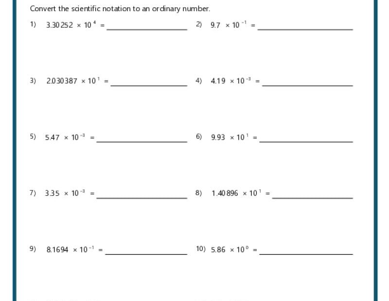 Scientific Notation Worksheets