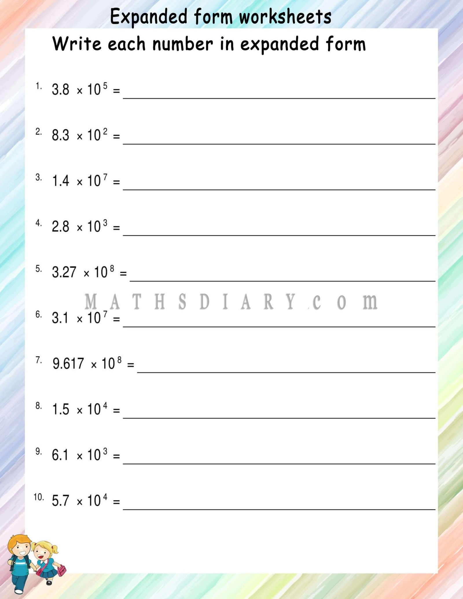 numbers in expanded form worksheet