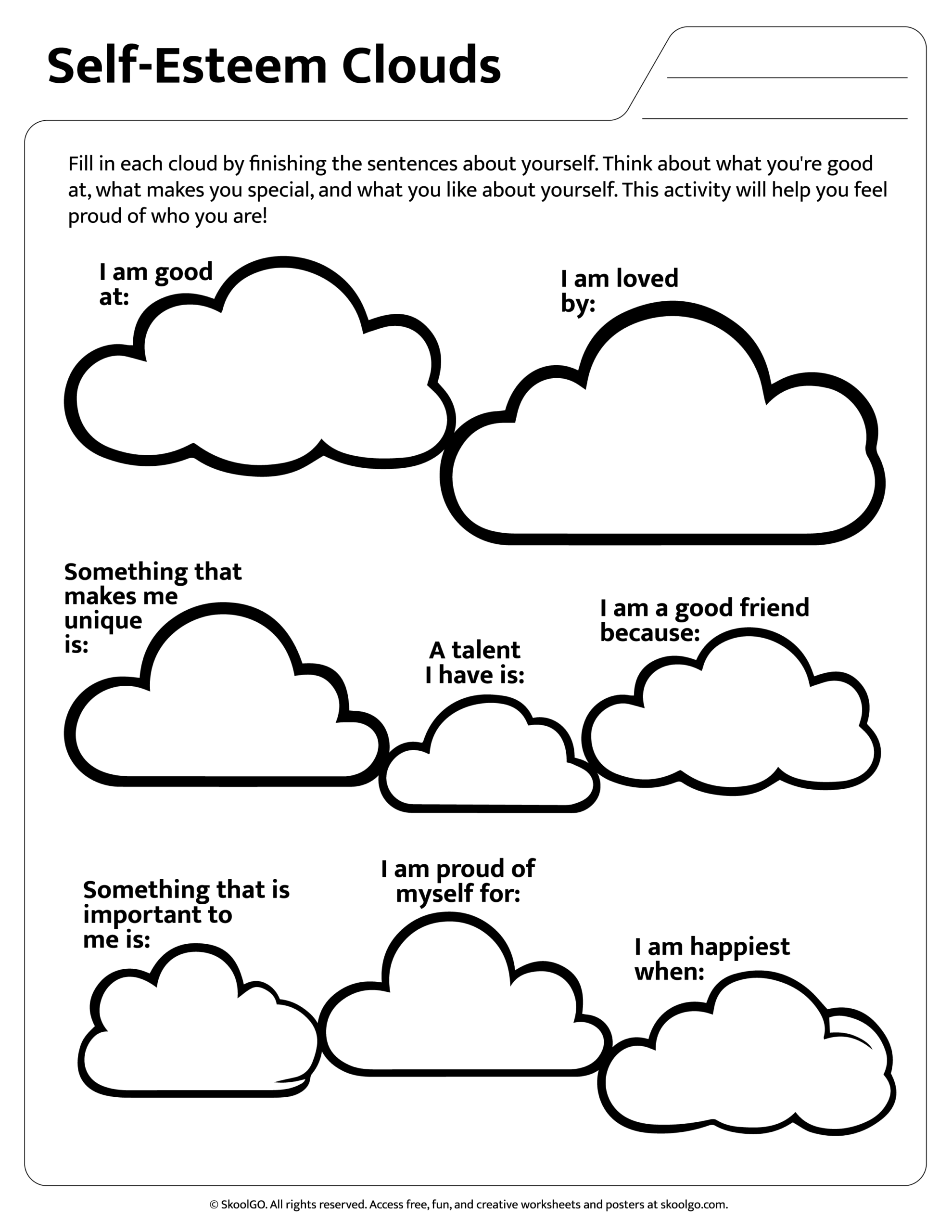 self-confidence worksheets