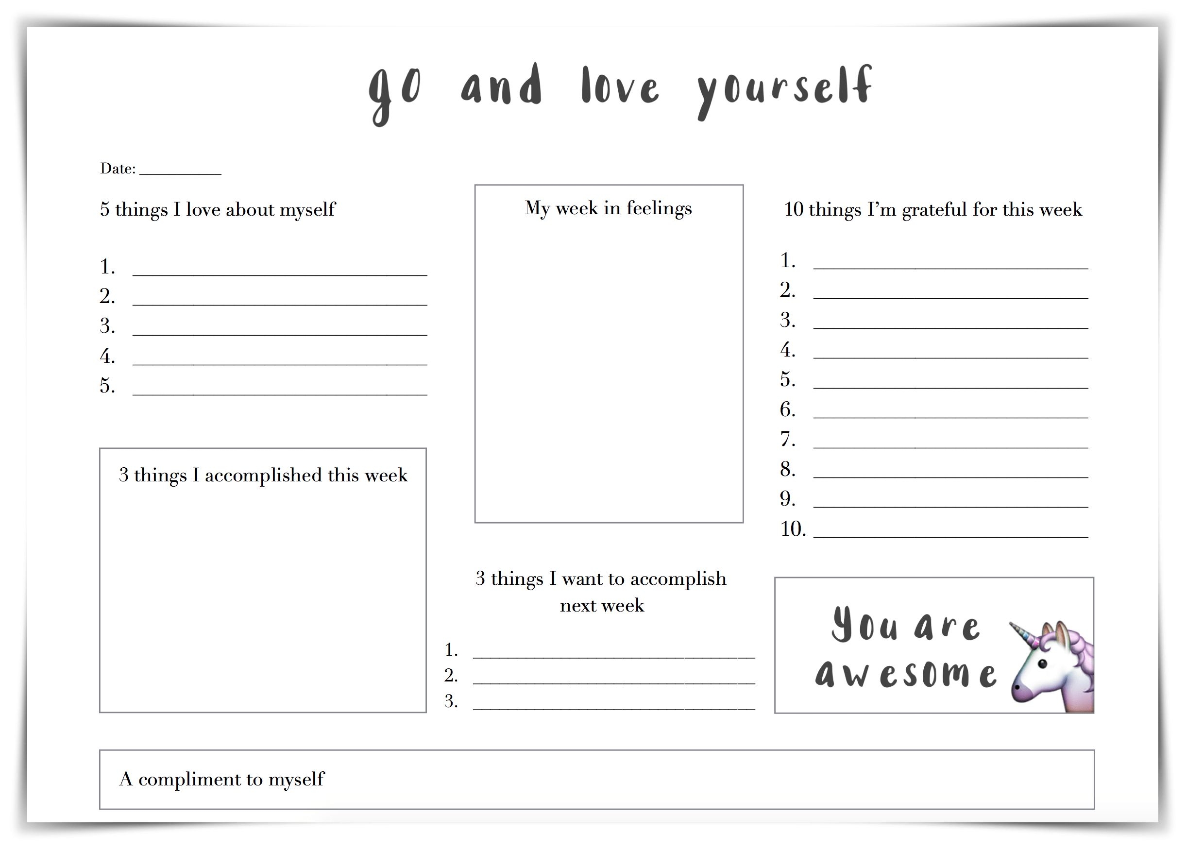 Self Esteem Worksheet HappierTHERAPY Worksheets Library