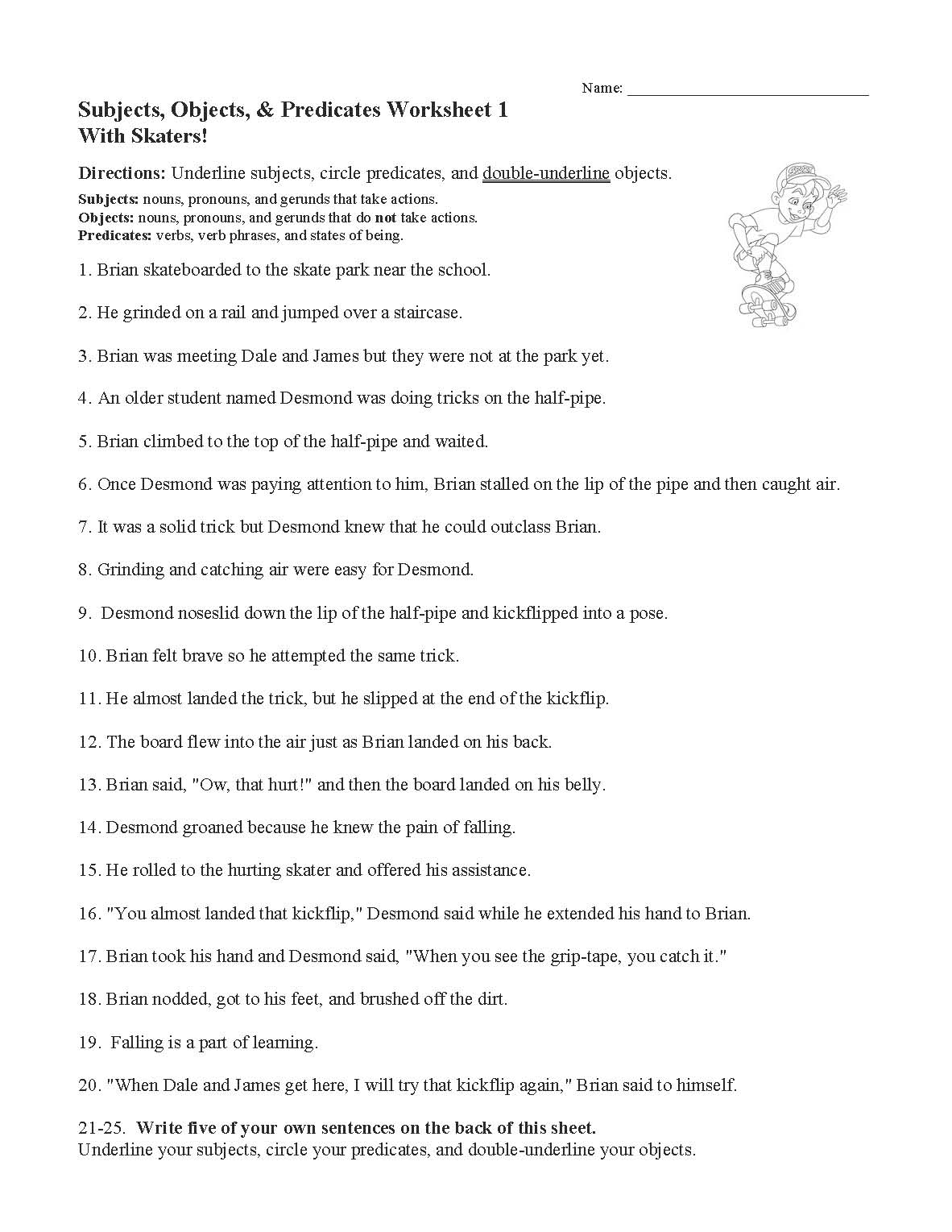 sentence construction worksheets