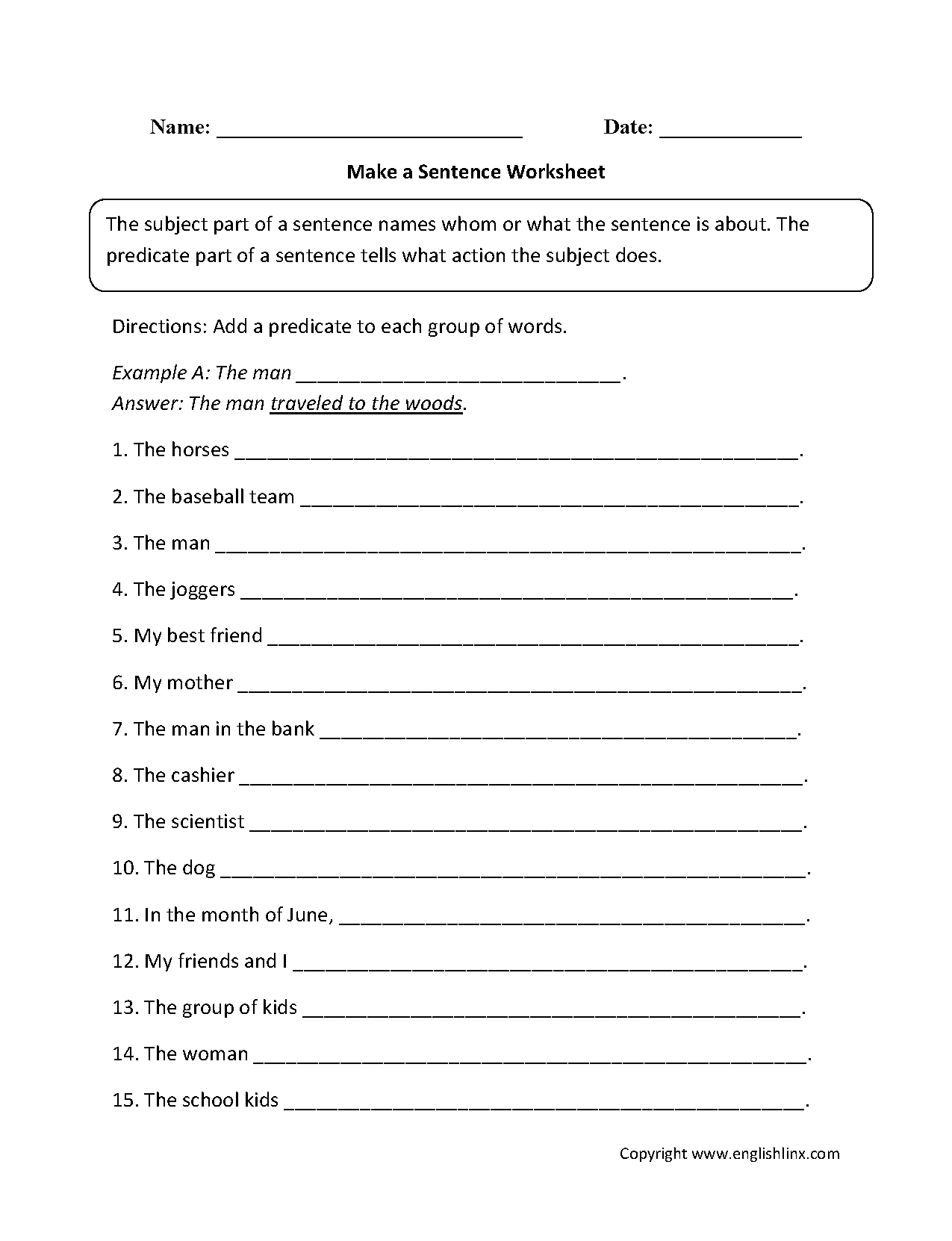 Sentence Structure Worksheets Sentence Building Worksheets Worksheets Library