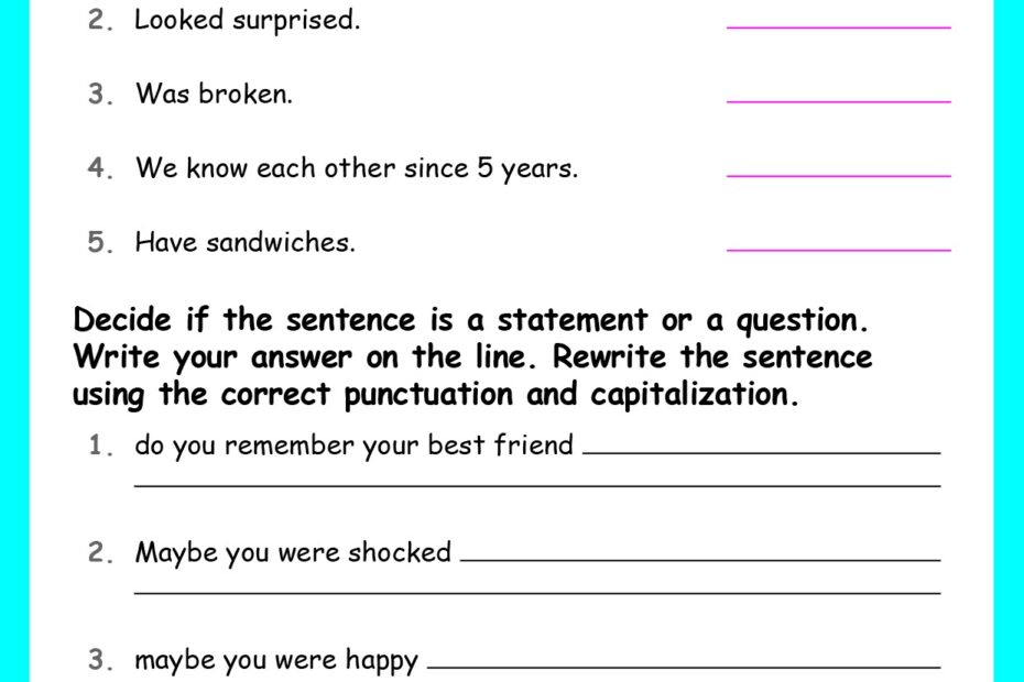 Sentences Or Fragment Worksheet Grade1to6