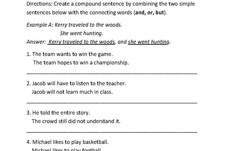 Sentences Worksheetes Compound Sentences Worksheets