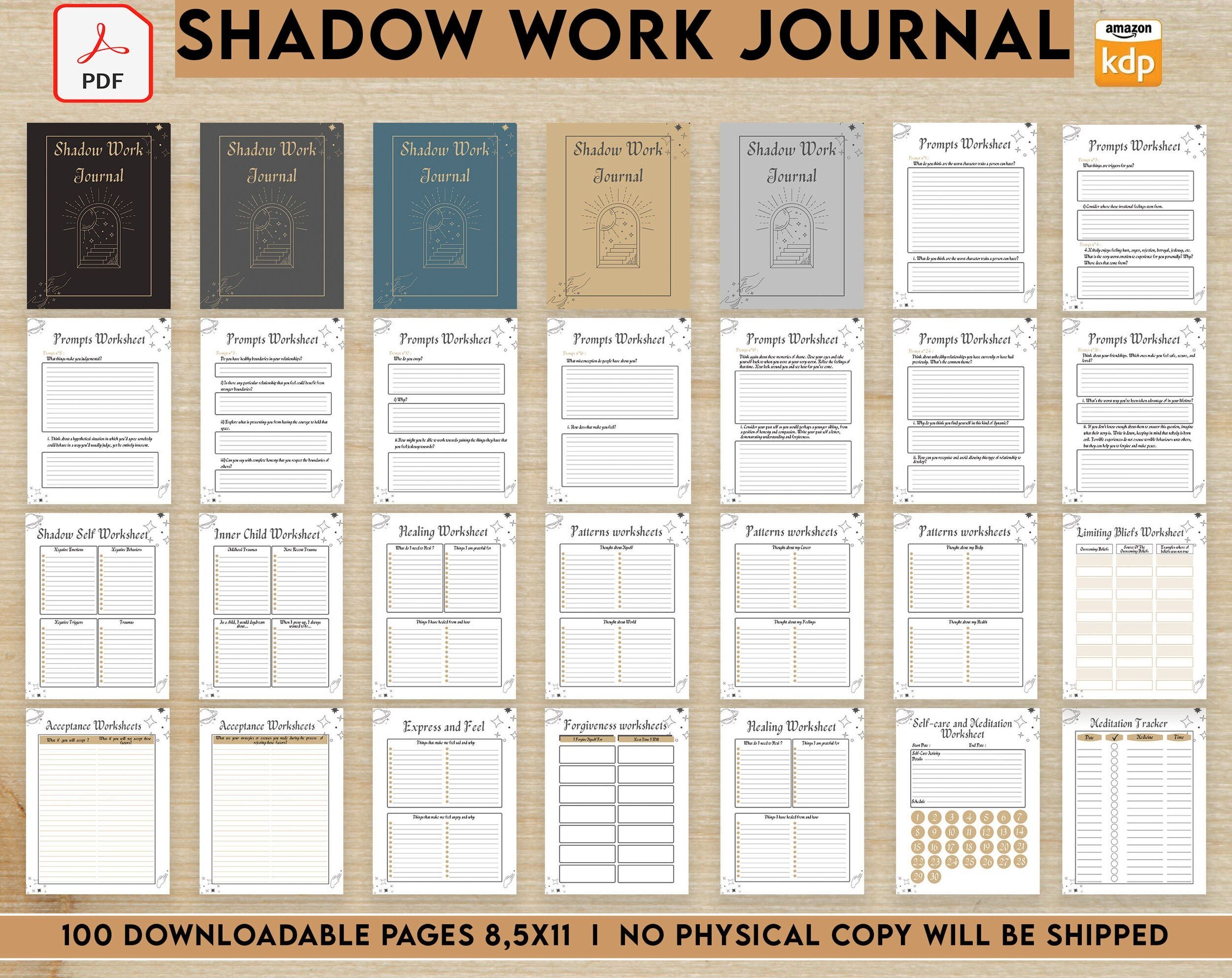 Shadow Work Guided Journal With Prompts 100 Pages PDF 8 5x11