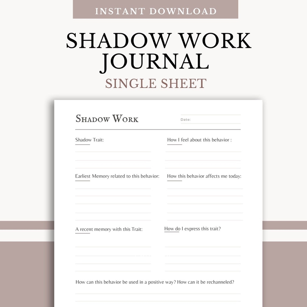 Shadow Work Shadow Work Worksheet Printable Book Of Shadows Shadow Work Journal Spiritual Journal Workbook Enlightenment Journal Etsy