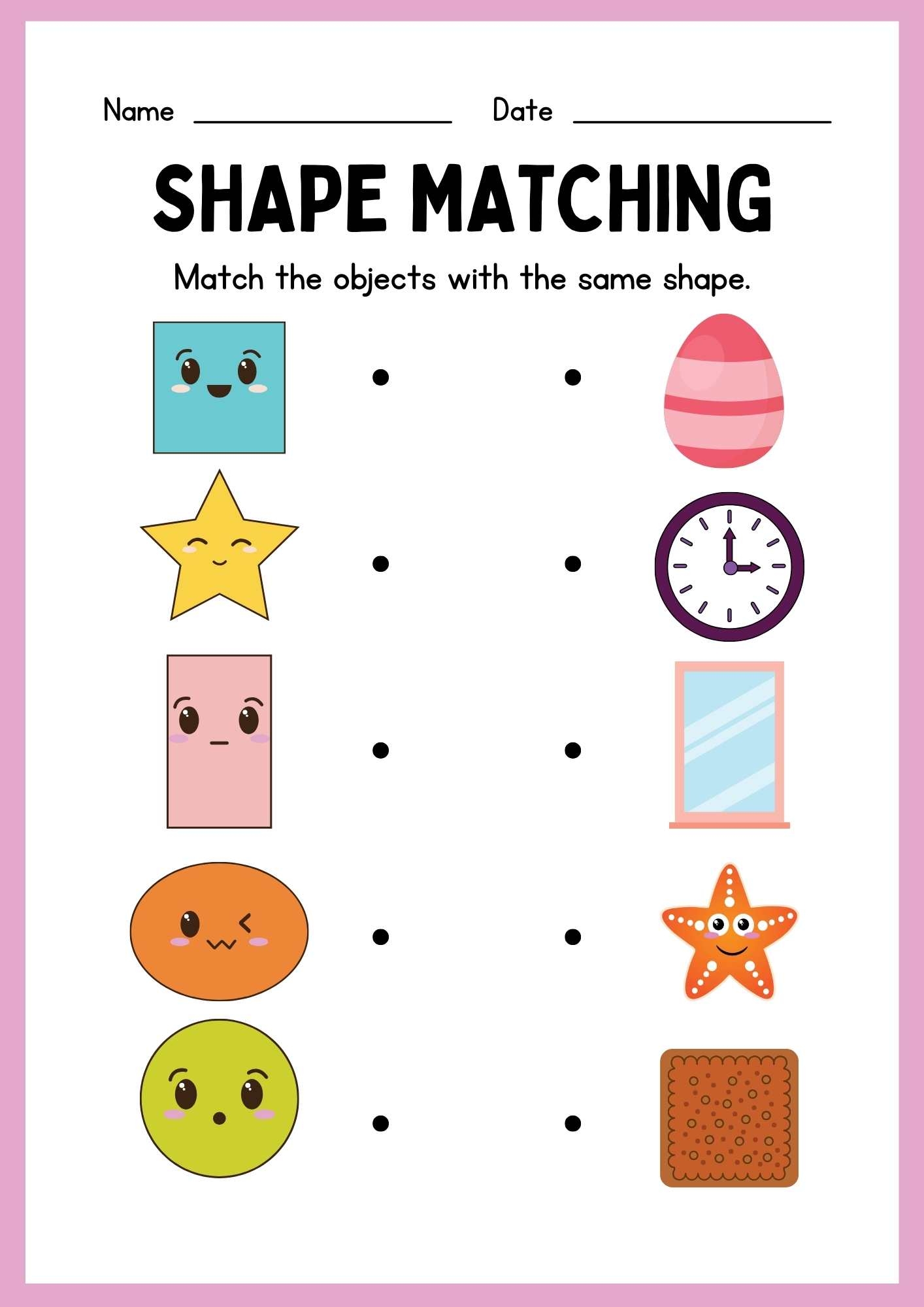 Shapes Worksheet With Name Matching And Sorting Mobotoy