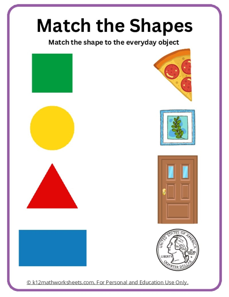 shape matching worksheet