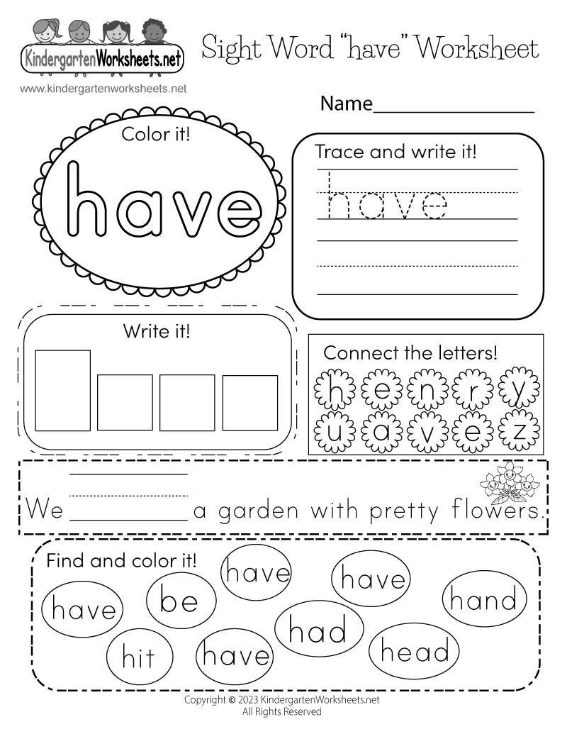 Sight Word have Worksheet Free Printable Digital U0026 PDF