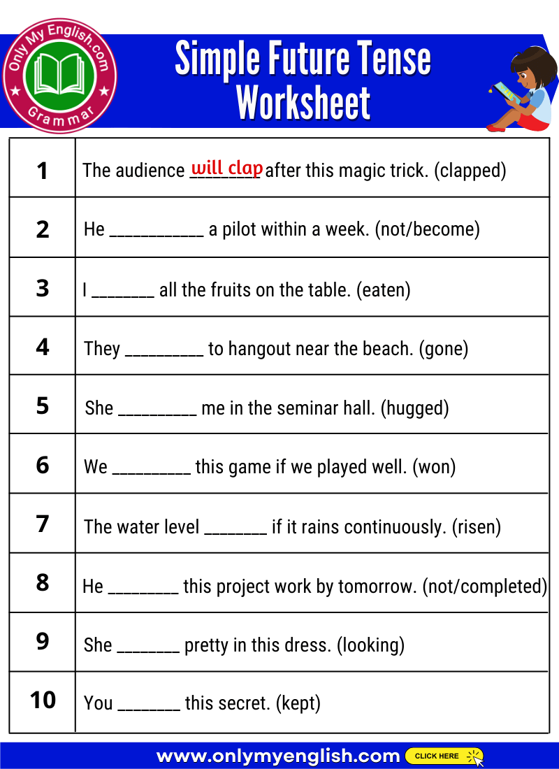 Simple Future Tense Exercises With Answers Onlymyenglish