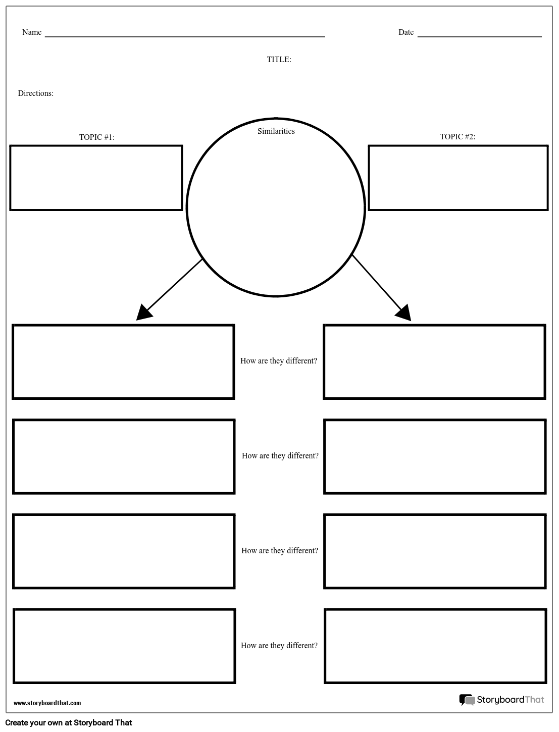 compare contrast worksheets