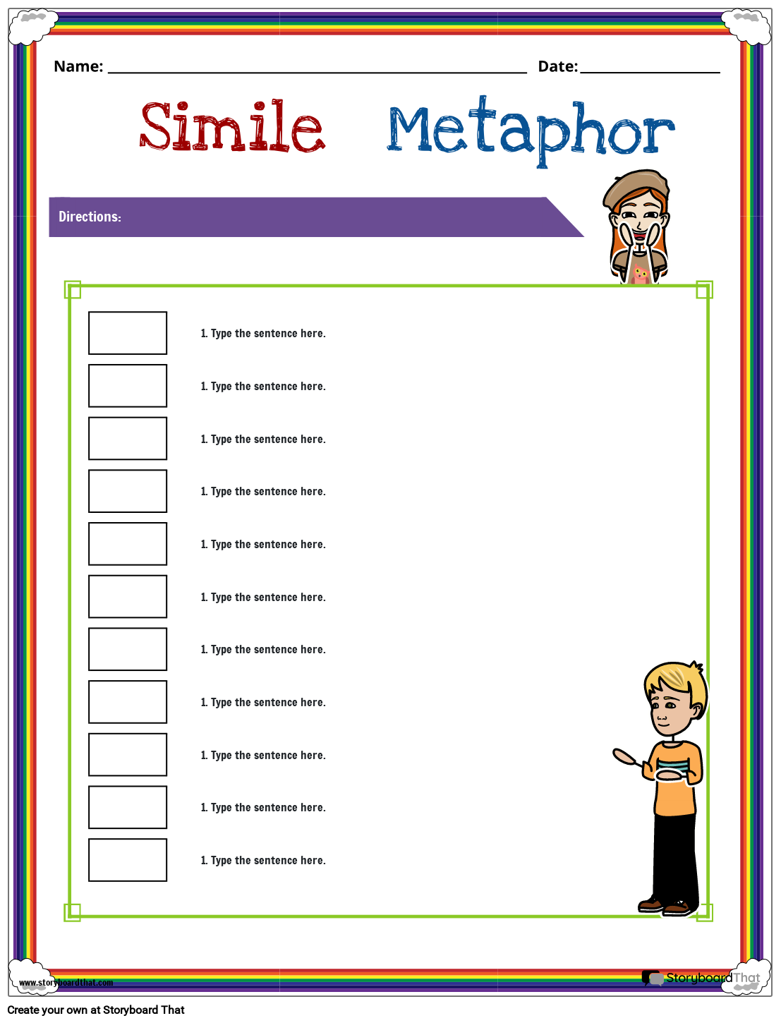 simile worksheet