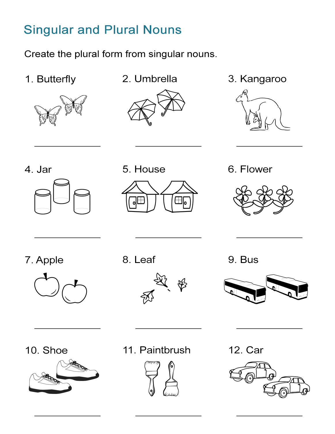singular plural worksheet