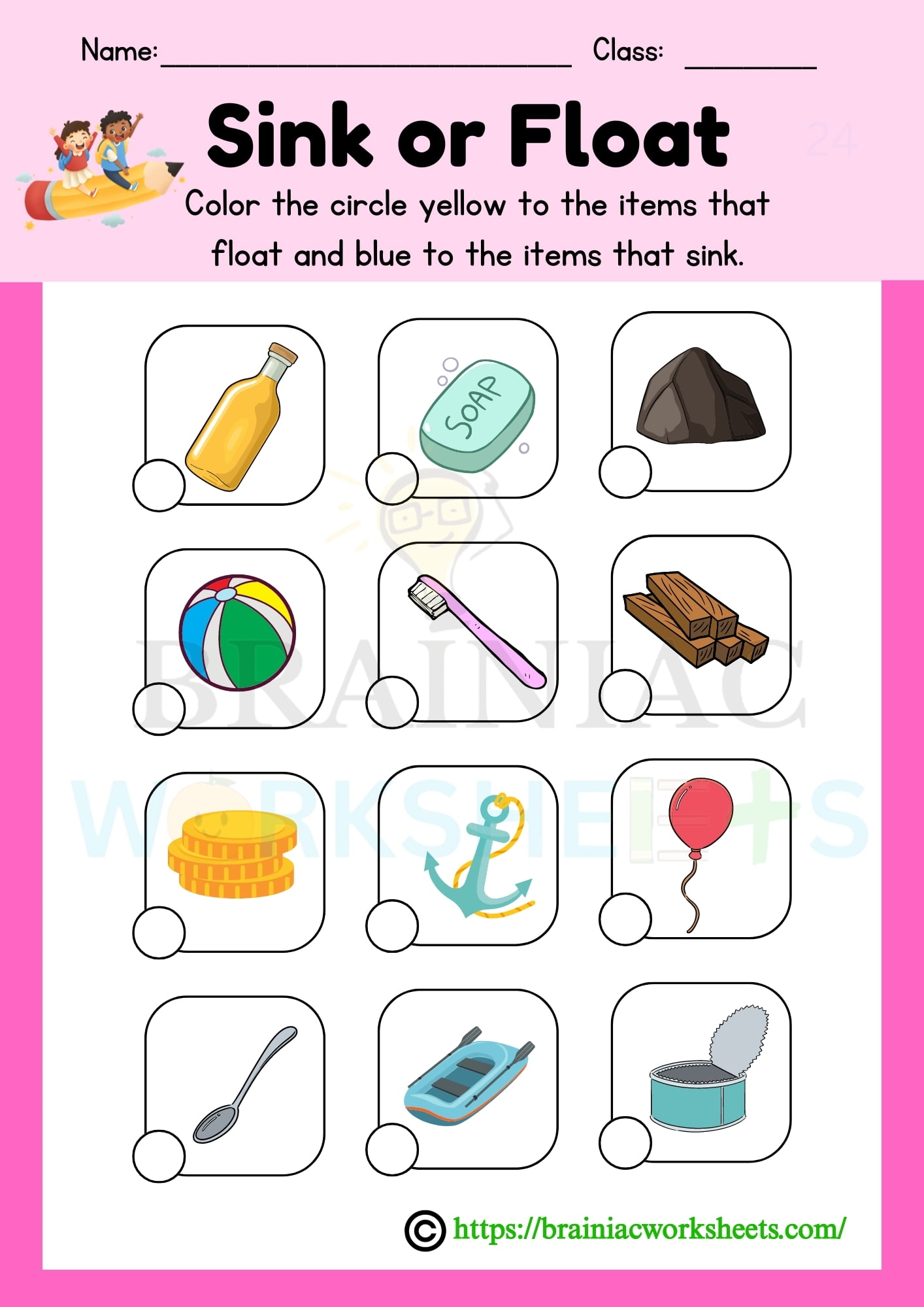 Sink Or Float Science Class 2 Worksheet Brainiac Worksheets