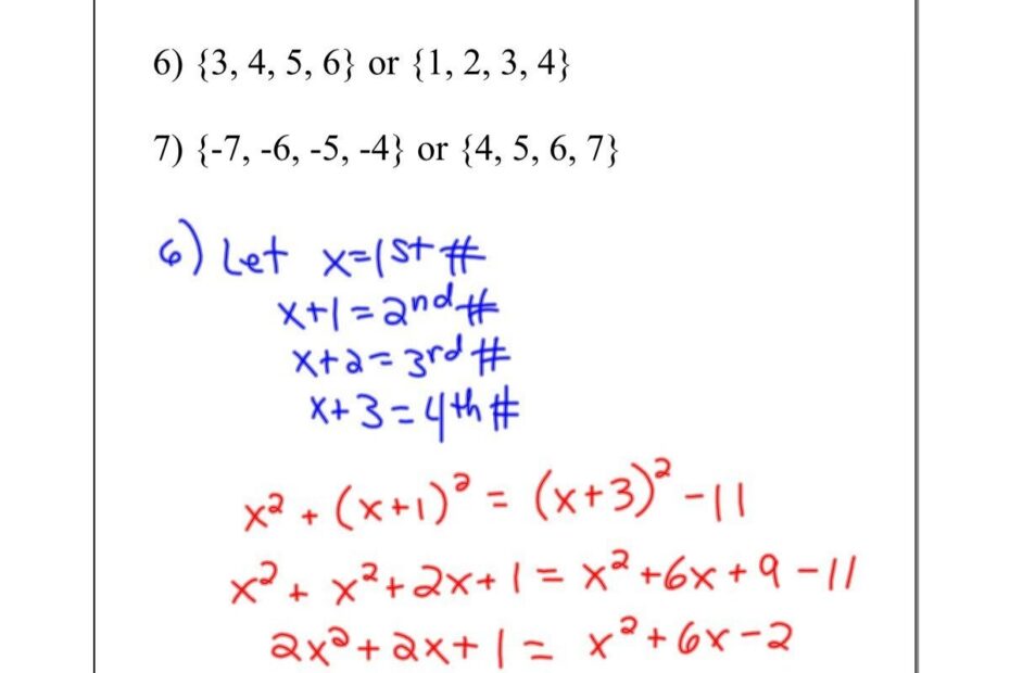Solutions Quadratic Word Problems Worksheet 1 7 9 Or 9 7 2