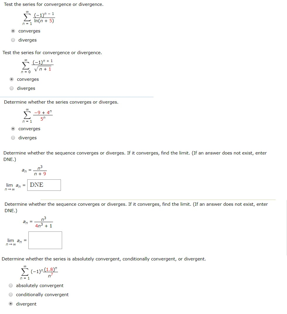 convergence or divergence worksheet