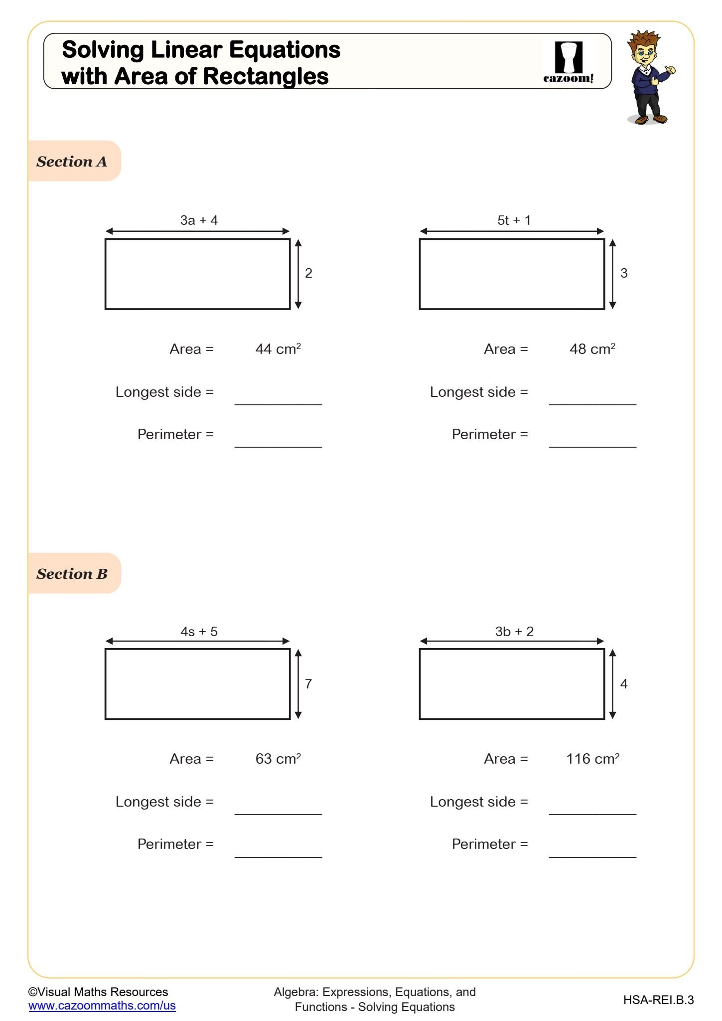 area of rectangle worksheet