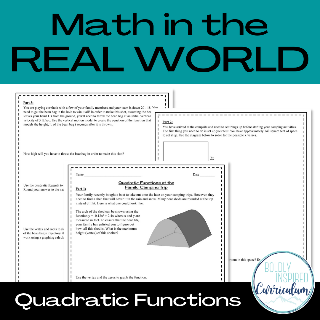 quadratic word problems worksheet