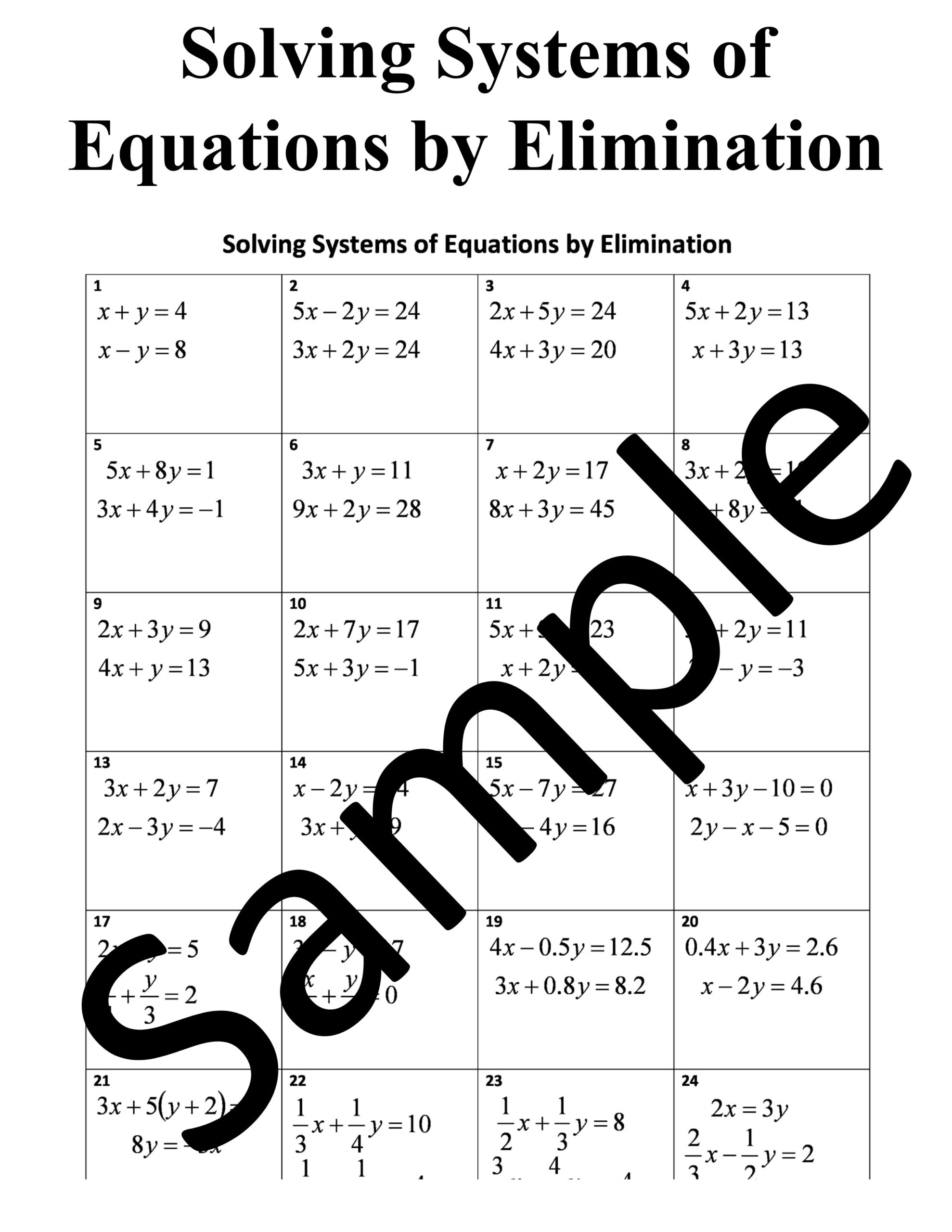 Solving Sales Systems Of Equations By