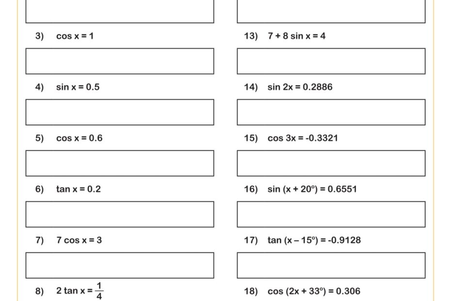 Solving Trigonometric Equations Worksheet Fun And Engaging Algebra II PDF Worksheets