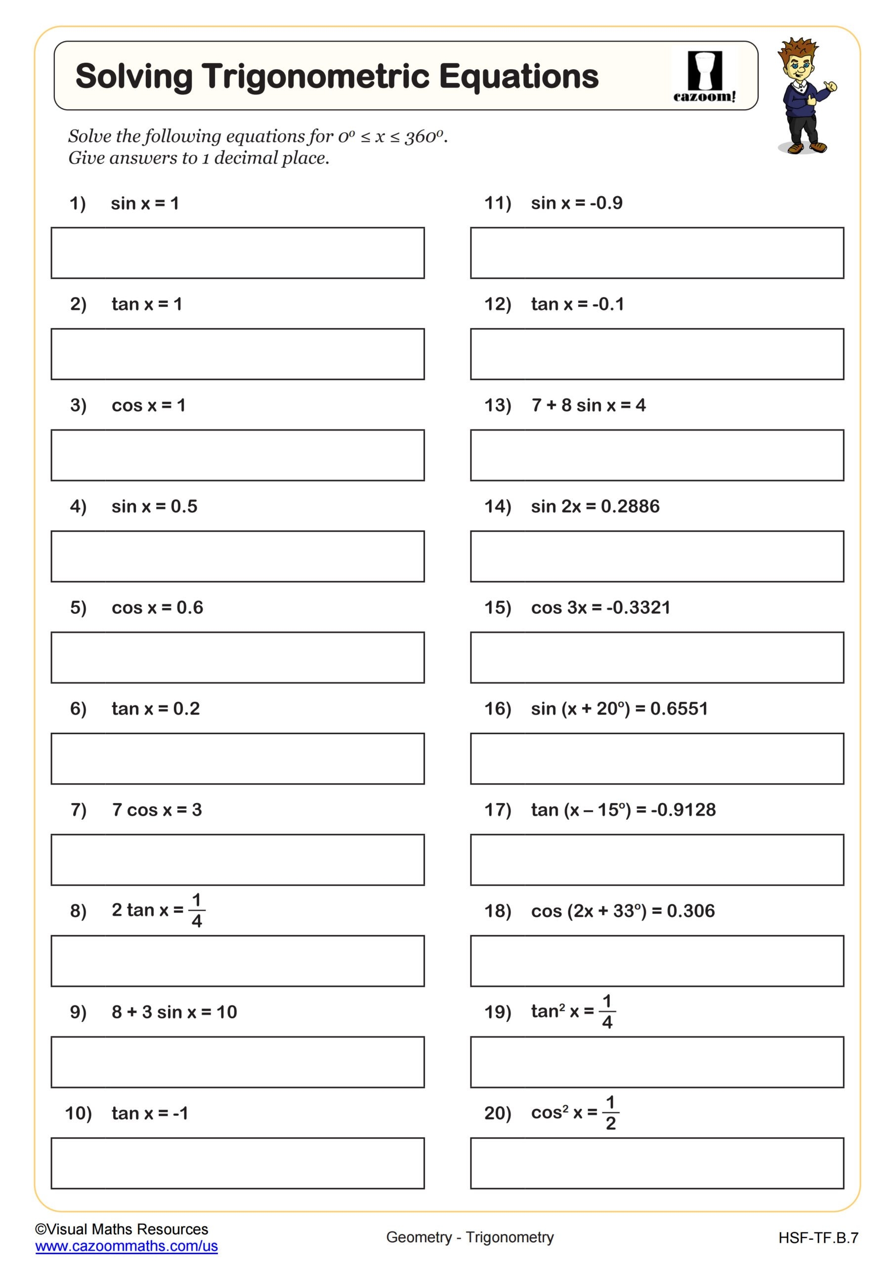Solving Trigonometric Equations Worksheet Fun And Engaging 