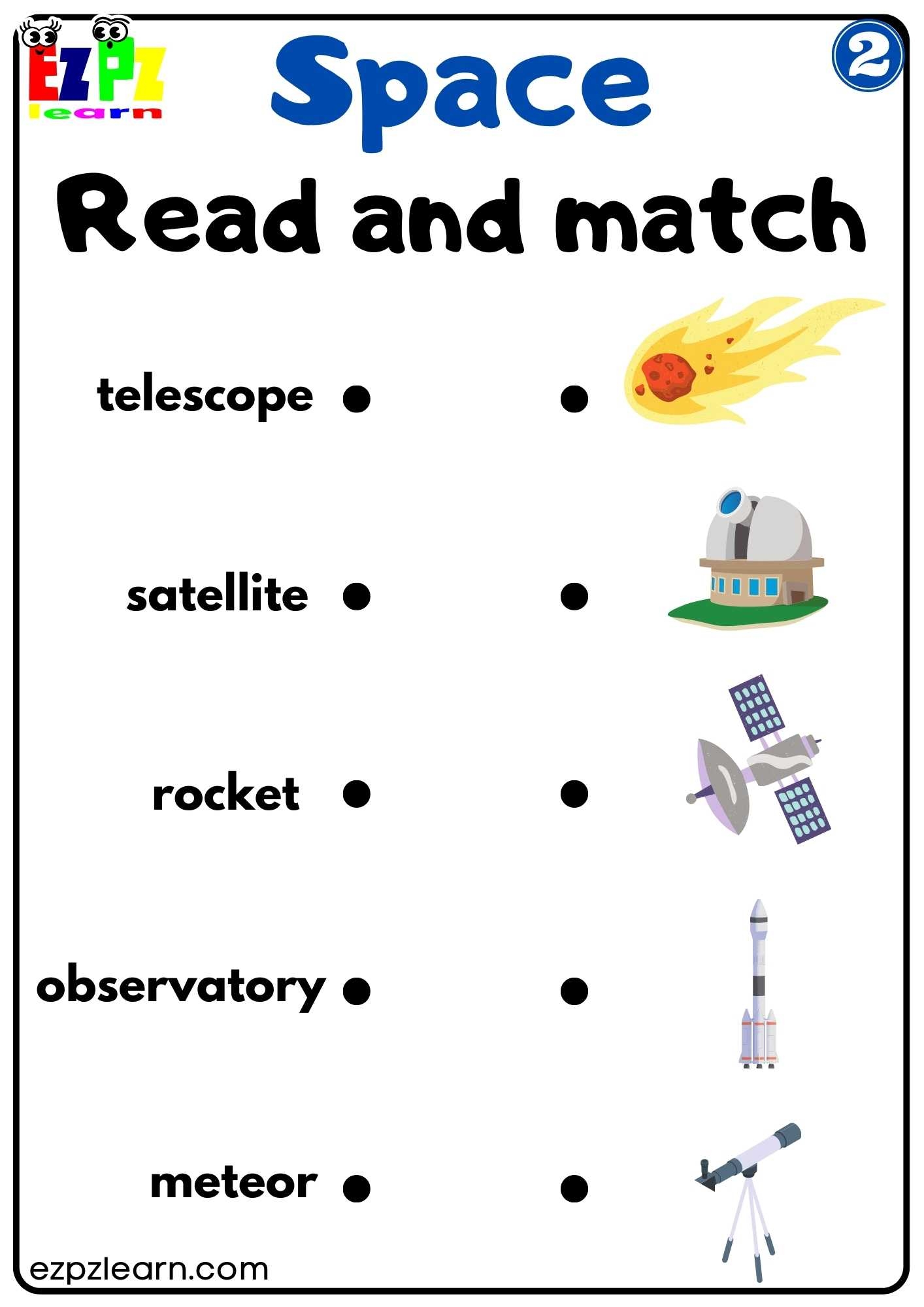 Space Read And Match Worksheet Number 2 Ezpzlearn