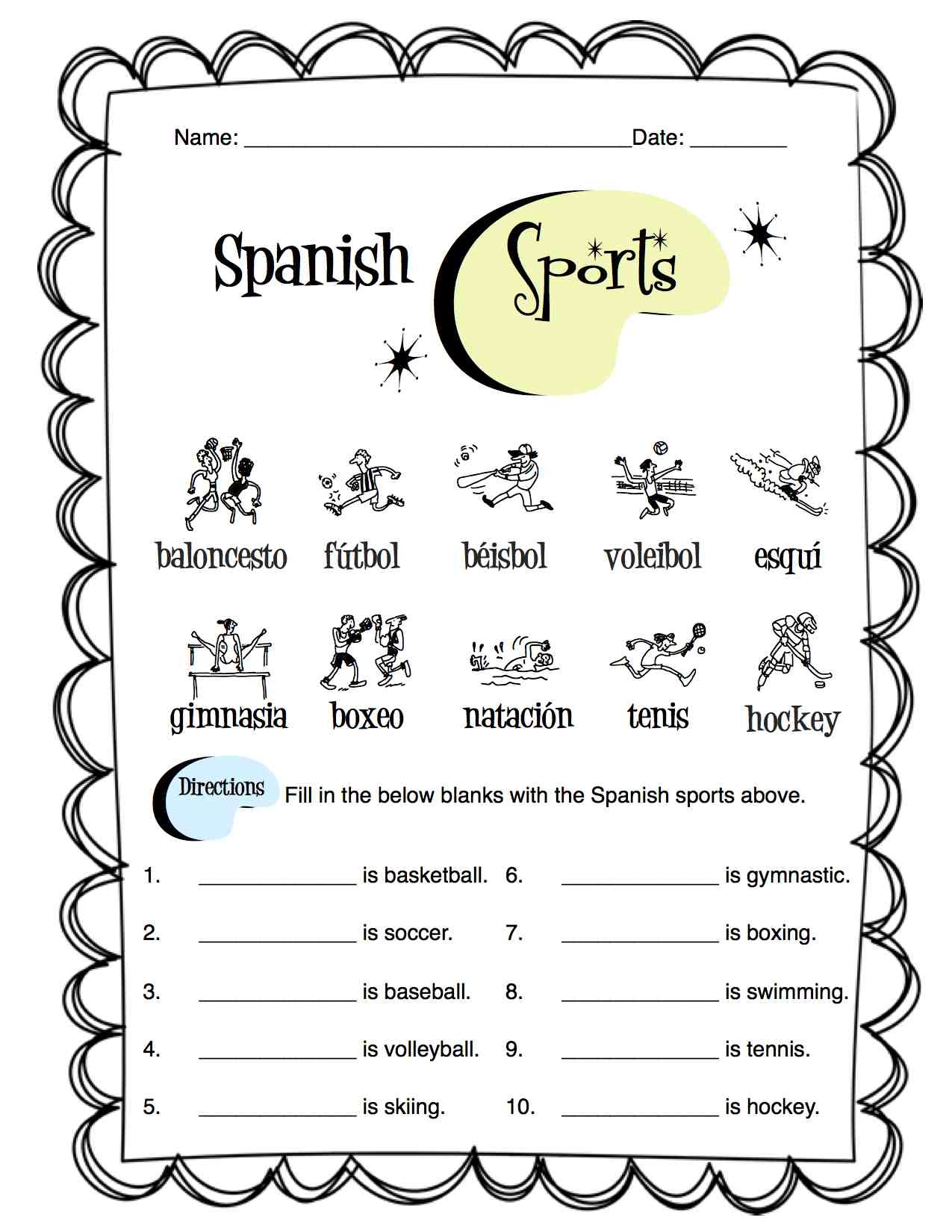free spanish worksheets