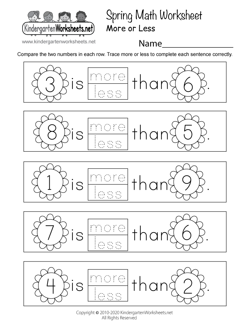 printable worksheet for kindergarten math