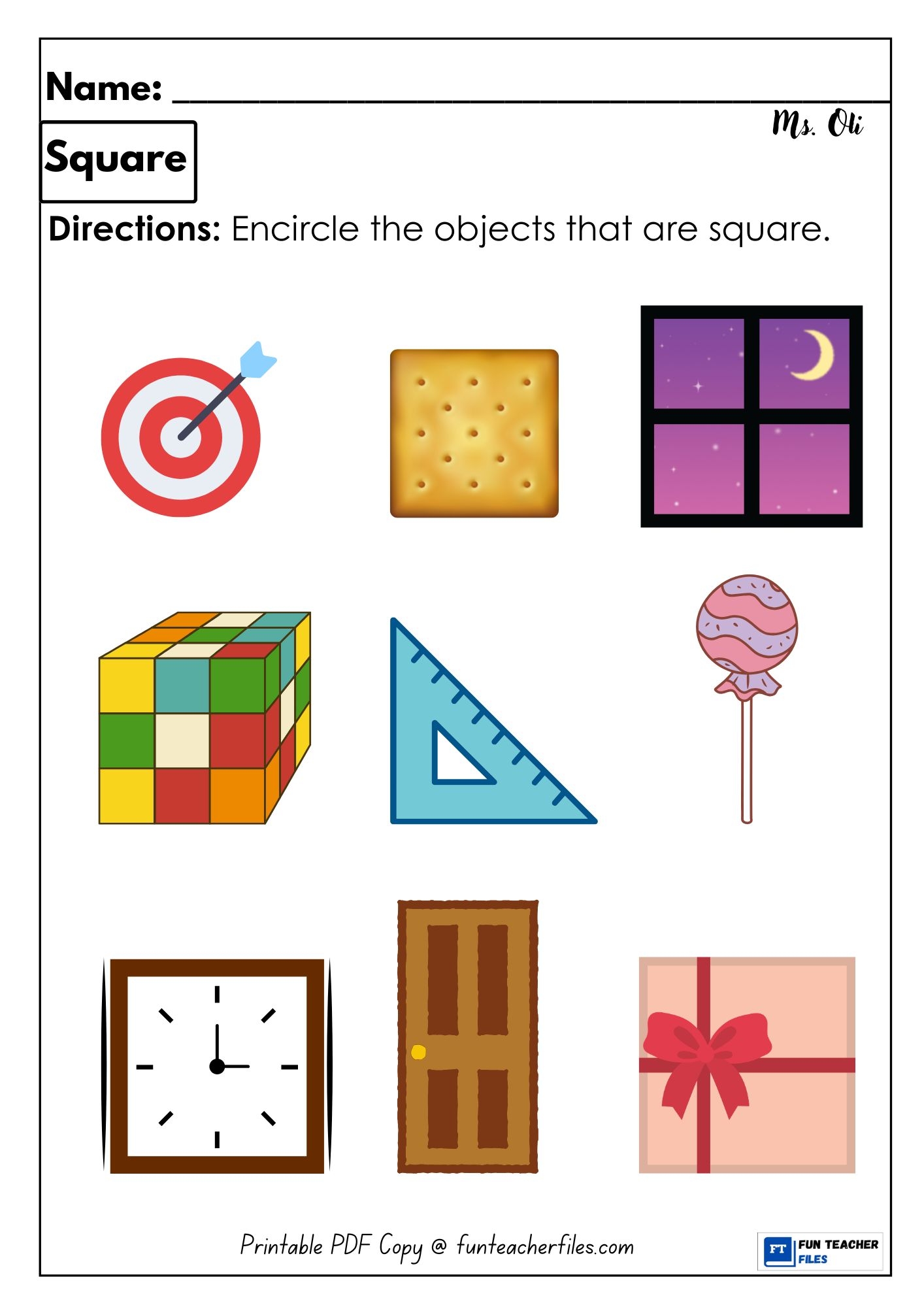 Square Shape Worksheet 7 Fun Teacher Files
