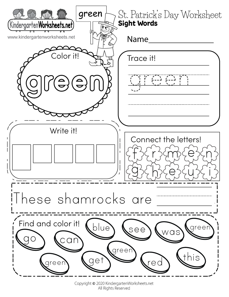 St Patrick s Day Sight Words Worksheet Free Printable Digital 
