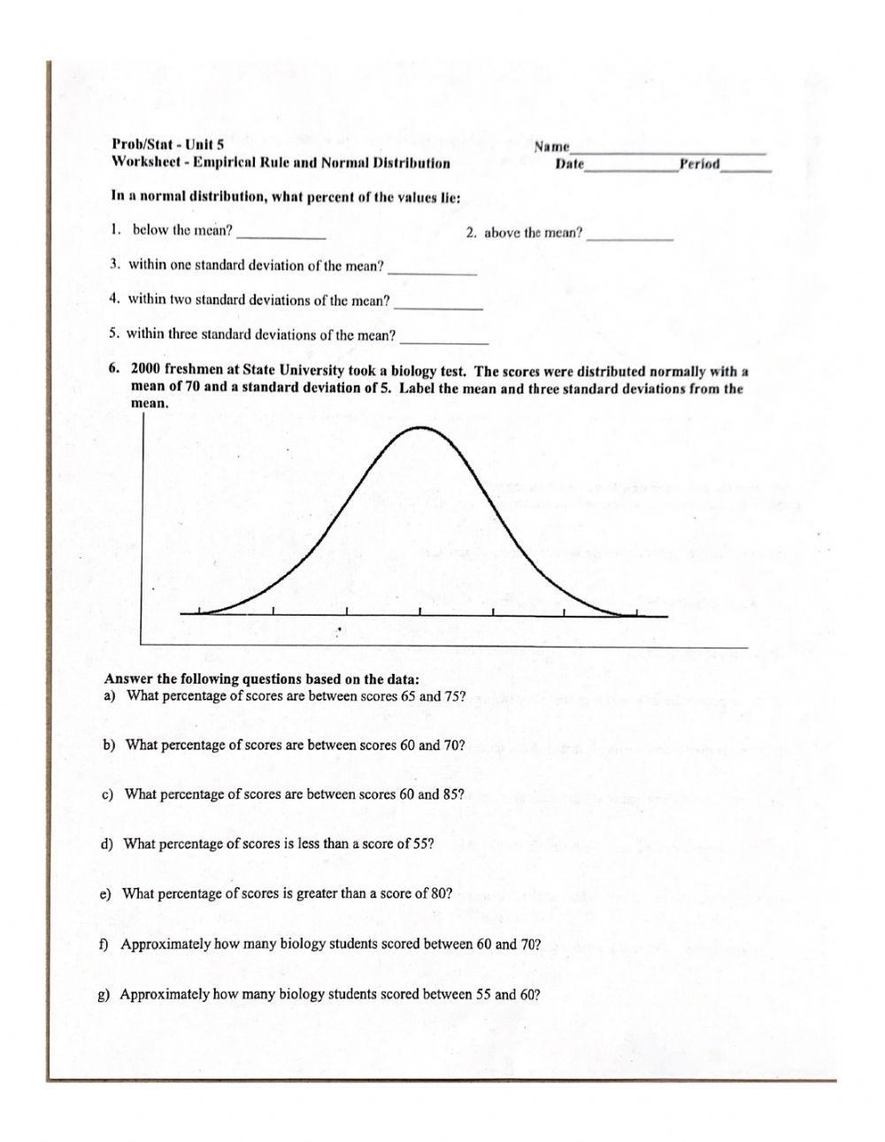 Standard Deviation Normal Distribution Curve Online Exercise For 