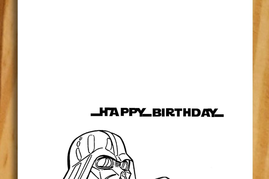 Star Wars Birthday Card Star Wars Colouring Card Darth Vader Birthday Card Instant Download Star Wars Card Printable Star Wars Card