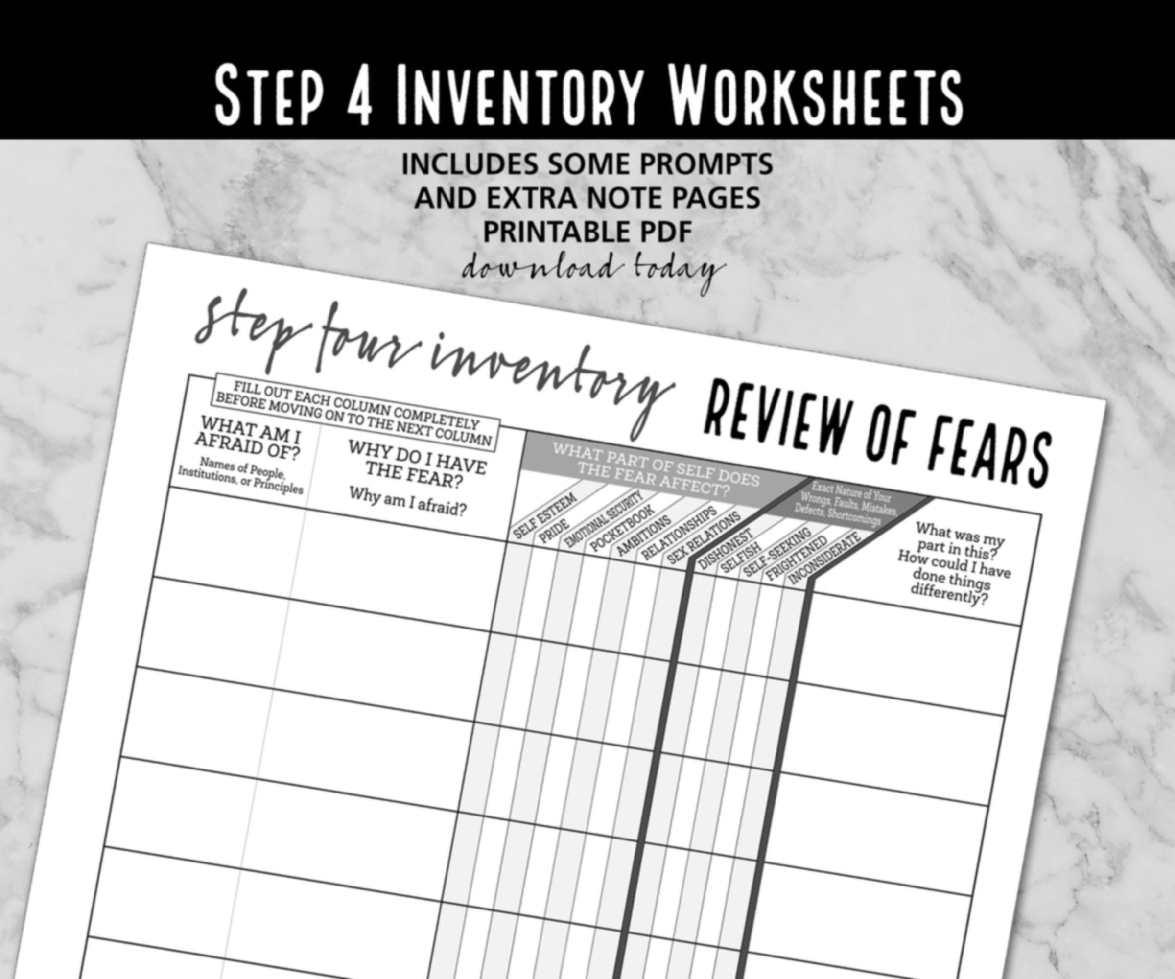 Step 4 Inventory Worksheets AA NA Recovery PDF Download Etsy