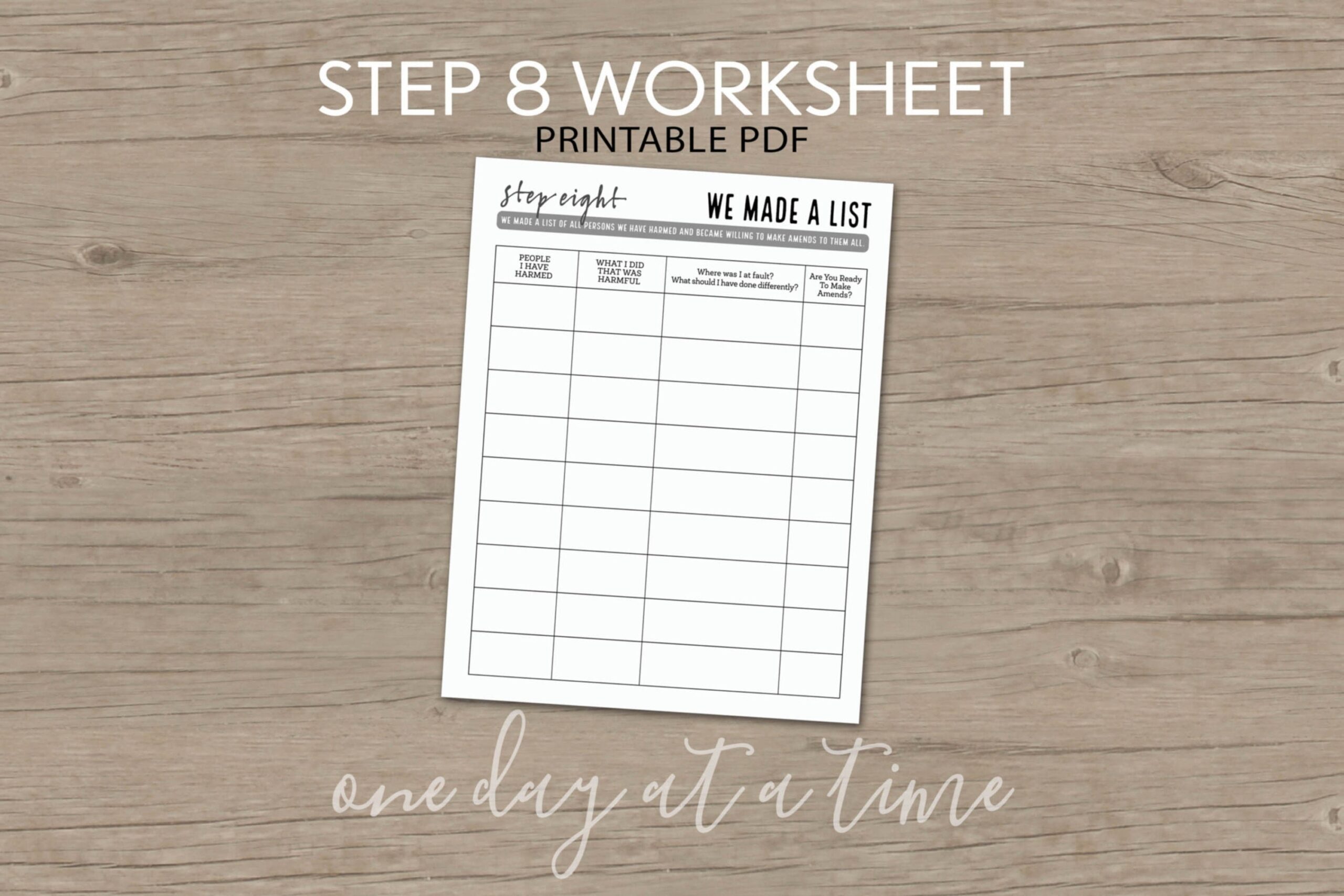Step 8 Worksheet AA NA Addiction Sobriety Recovery Part Of 12 Step Program Instant Download Printable 8 5x11 Pdf Made A List Of Amends Etsy UK