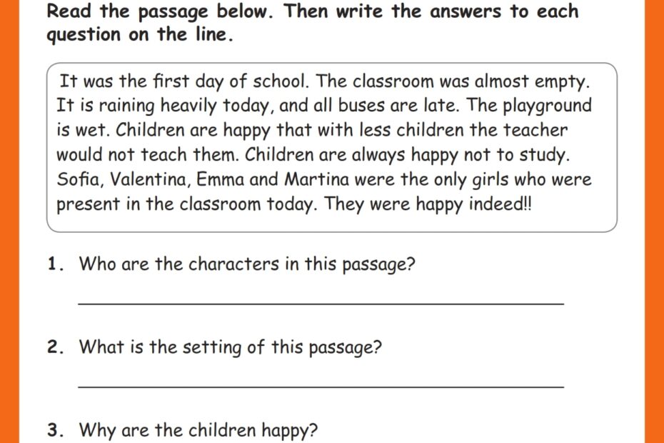 Story Elements Worksheets Grade1to6