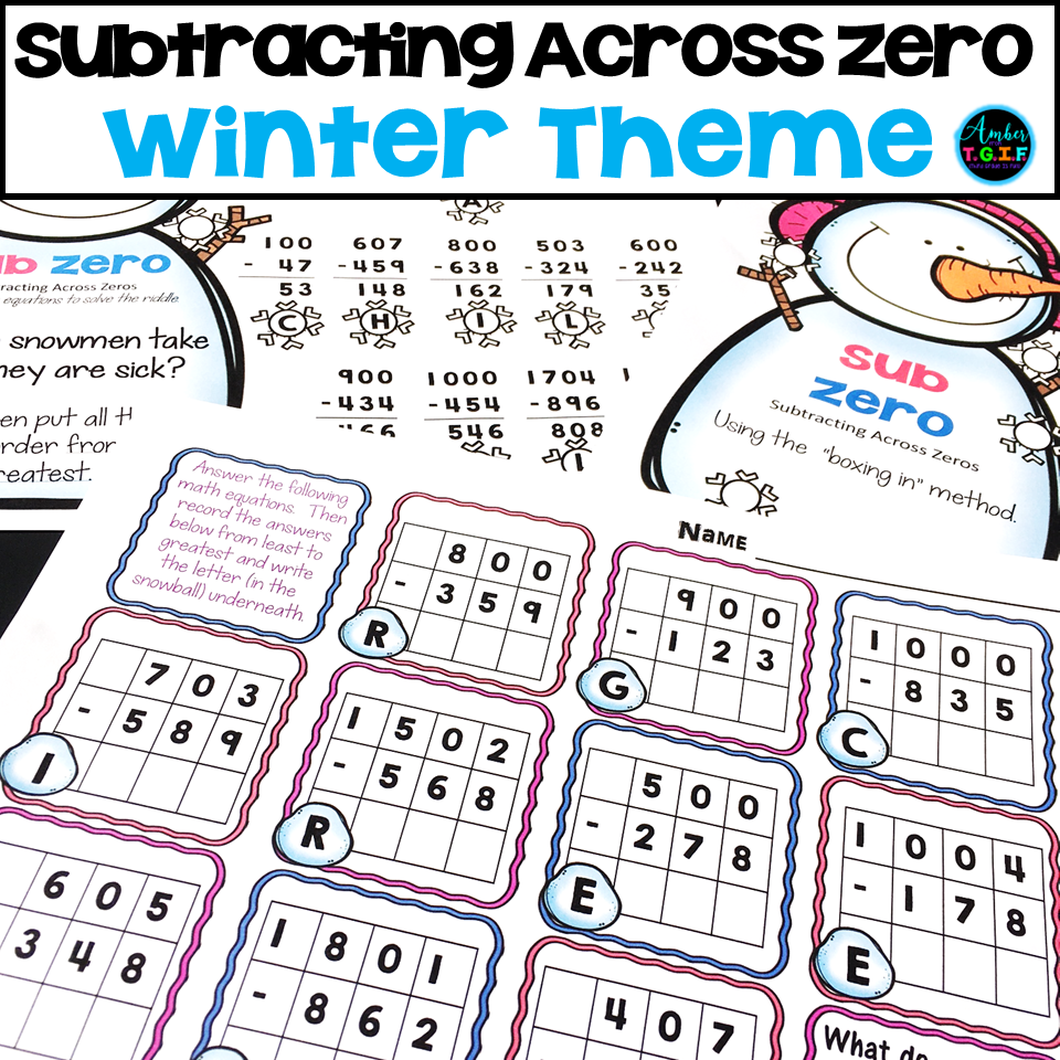 subtracting across zeros worksheet