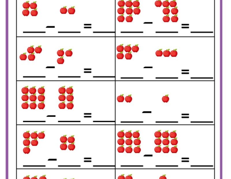 Subtraction Worksheets For Kindergarten