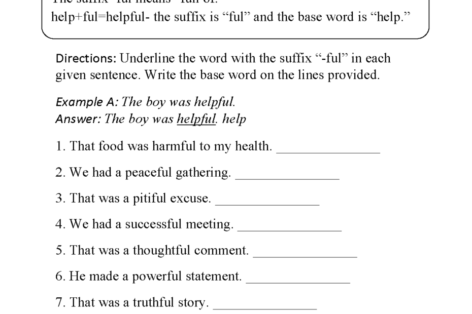 Suffixes Worksheets Suffixes ful Worksheets