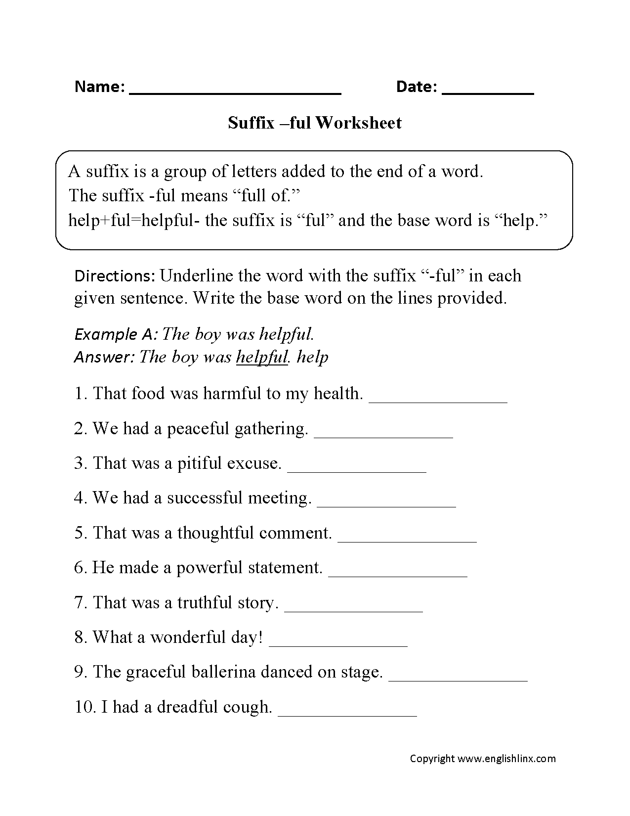Suffixes Worksheets Suffixes ful Worksheets