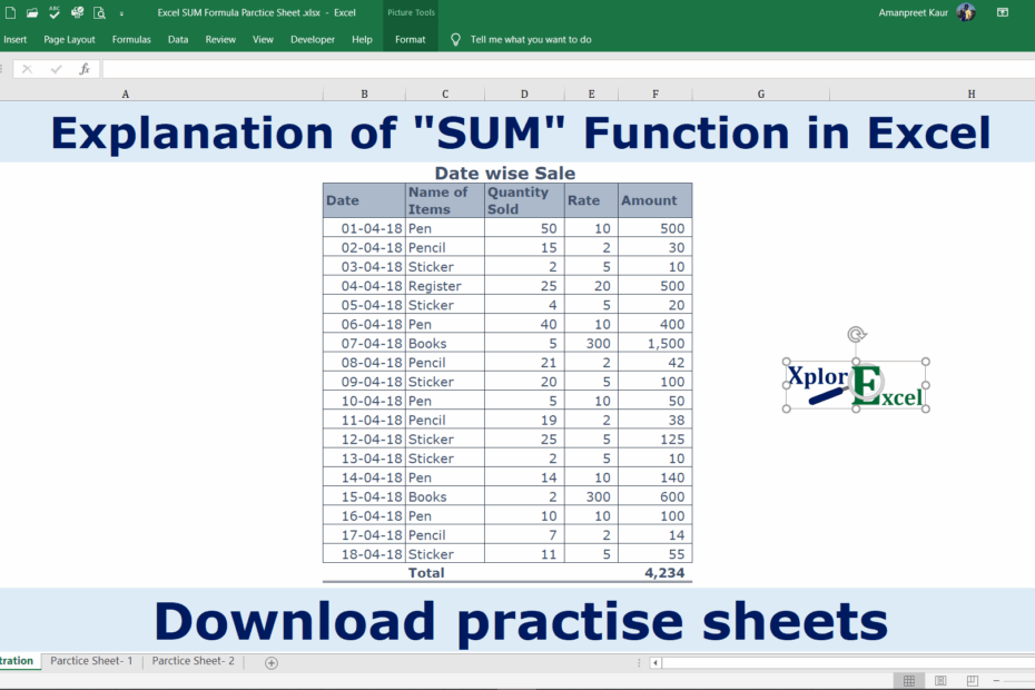Sum Function In Excel Download 2 Practice Sheets Xplore Excel