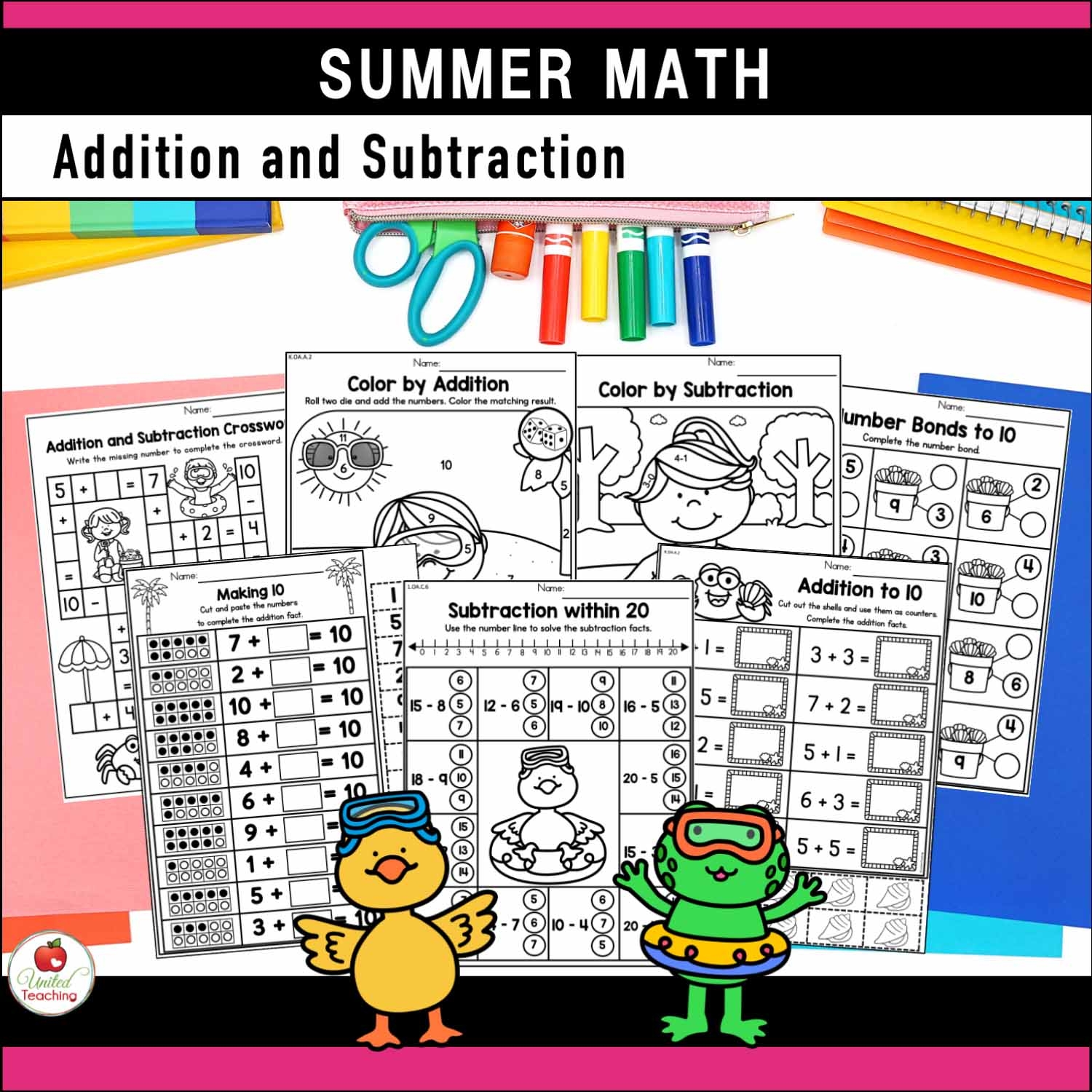 summertime kindergarten math free worksheets