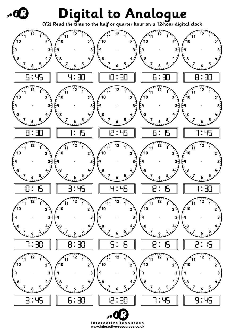 free printable telling time worksheets