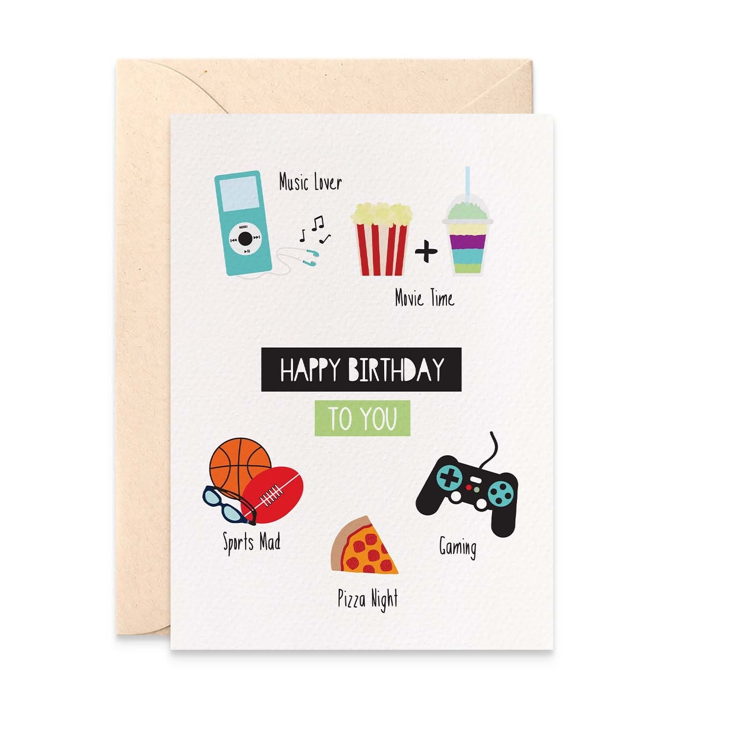 Teenage Boy Birthday Card Happy Birthday Card For Boys Pizza Card Movie Card Music Card Sports Card Gaming Card HBC255 Etsy