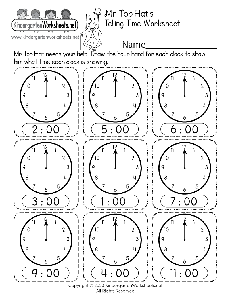free telling time worksheets