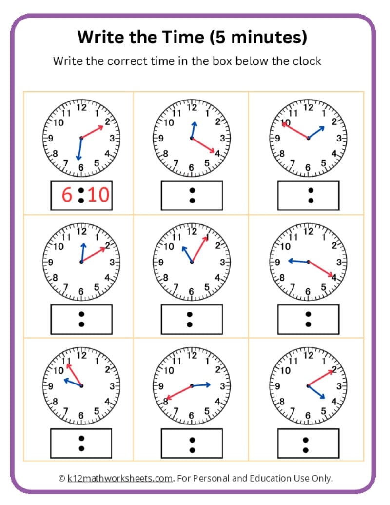 free time clock worksheets